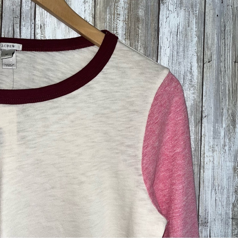 J.Crew Colorblock Sweatshirt NWT Pink Cream Magenta Slub Cotton Casual Pullover - Picture 5 of 6